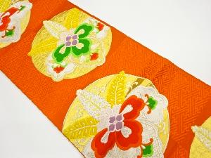 紗綾形に変わり華紋模様織出し袋帯